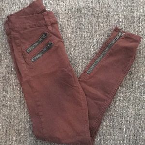 BDG maroon/burgundy zipper pant